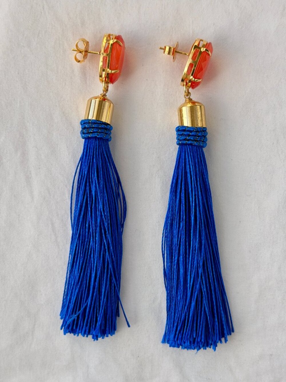 Carnaval Earrings - 18k Gold Plated - Reconstituted Milky Orange Sapphire